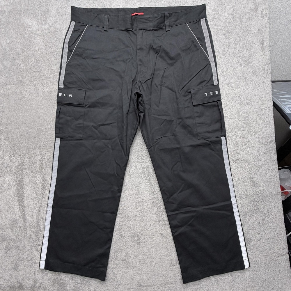 Tesla Pants Mens Measured 44x30 Black‎ Cargo Reflective Uniform Employee 8412R